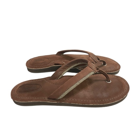 Sperry Top Slider Brown Leather Thong Slippers/ Sandals size 9 - Picture 4 of 13